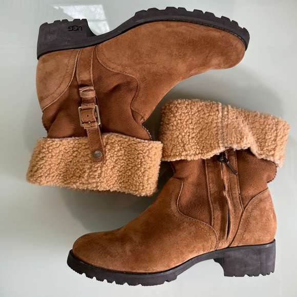 UGG Bellvue II Boots Chestnut Snow Winter Rain Sheepskin Women’s size 7 Bellevue - Picture 1 of 15